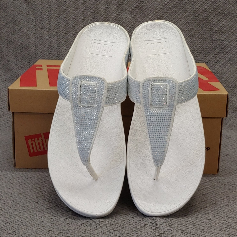 Flip flop Isabel Crystal toe post sandal white-9 - Picture 4 of 12